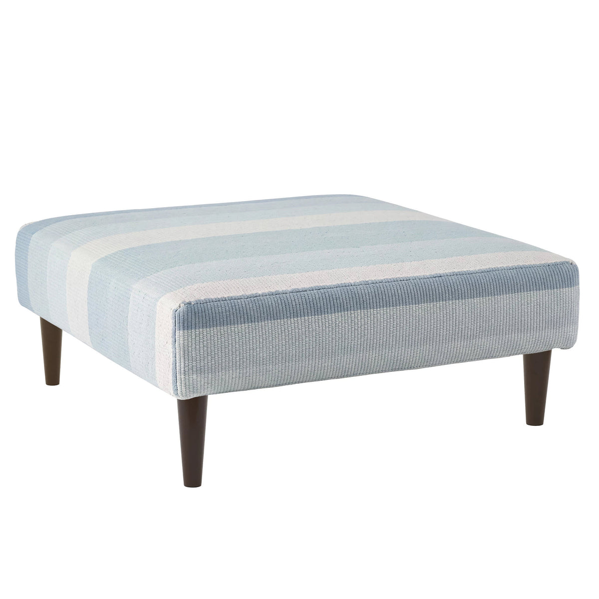Shore Stripe Rug Ottoman | Sky