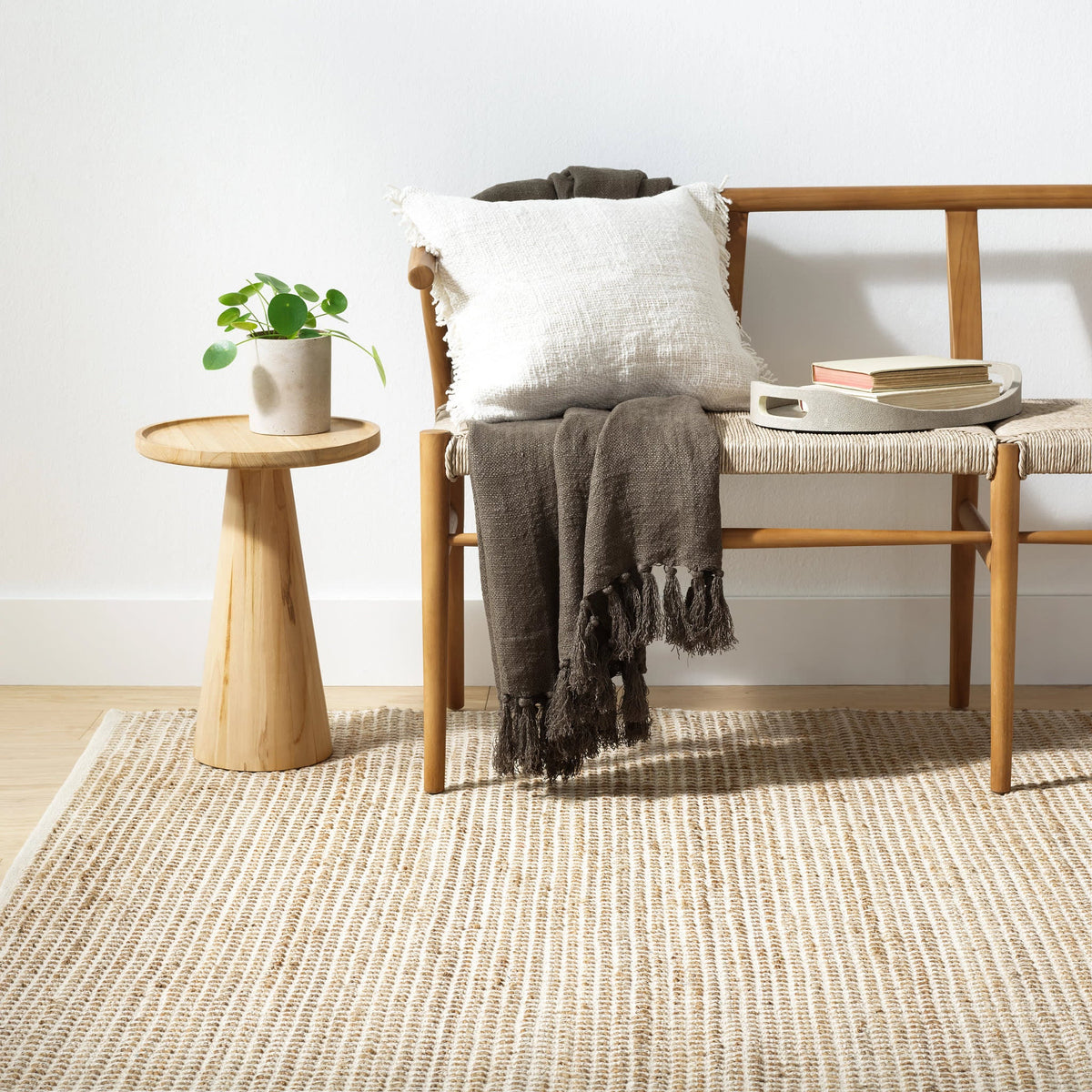 Gravel Handwoven Jute Rug | Ivory/Natural