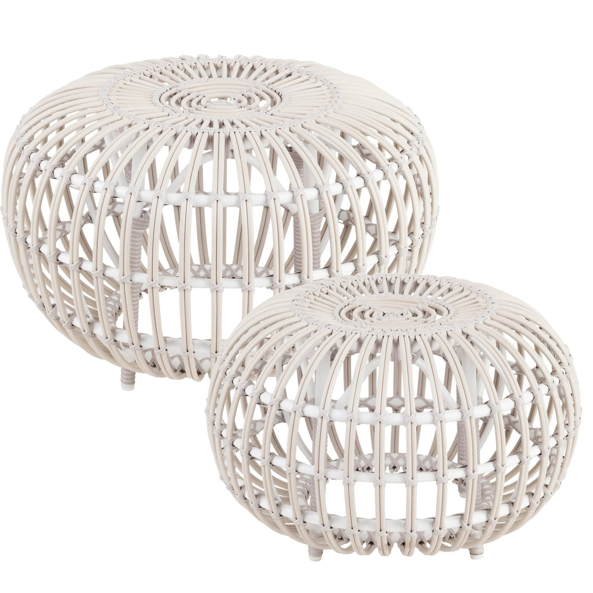 Kali Outdoor Ottoman | Dove White