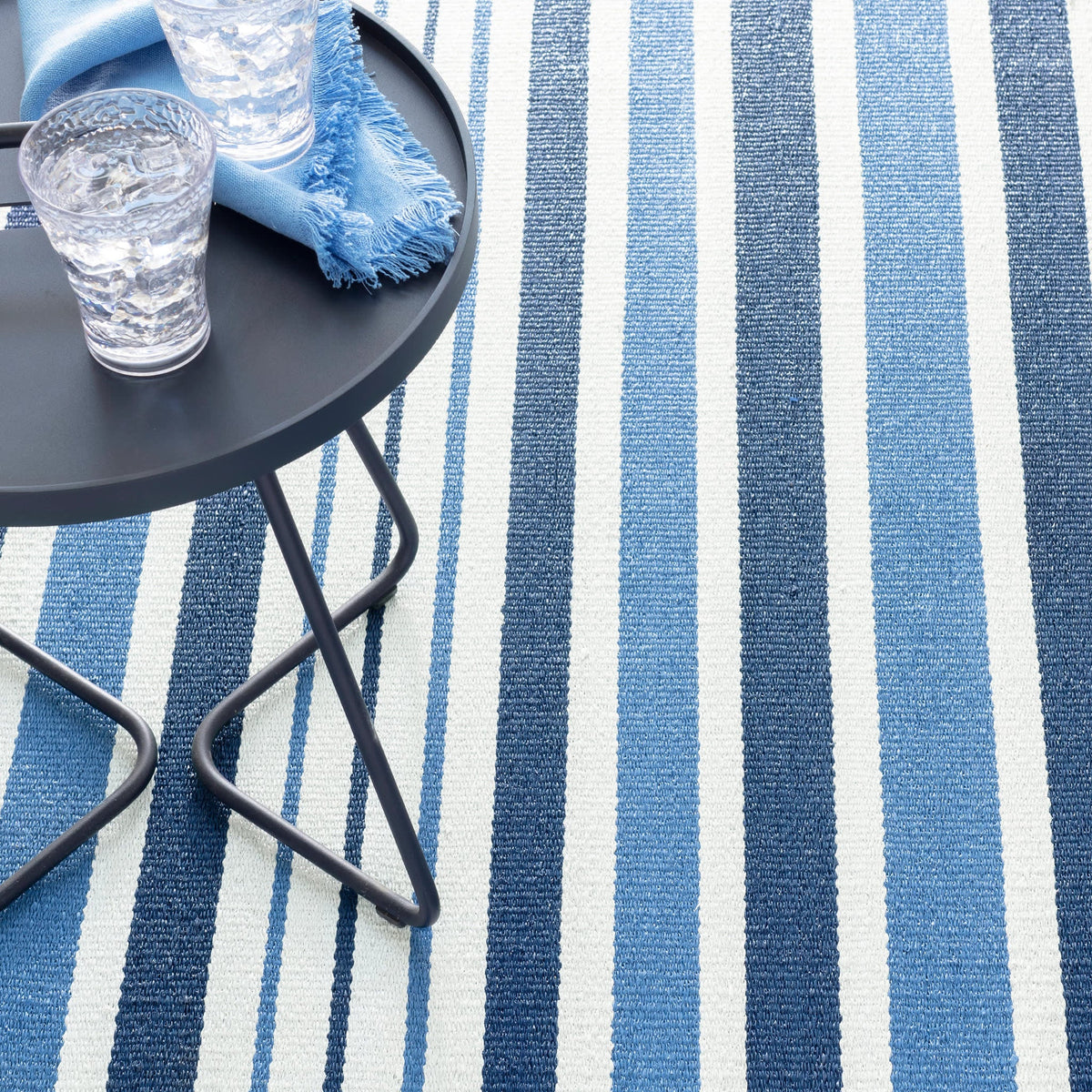 Charlie Stripe Handwoven Indoor/Outdoor Rug | Blue