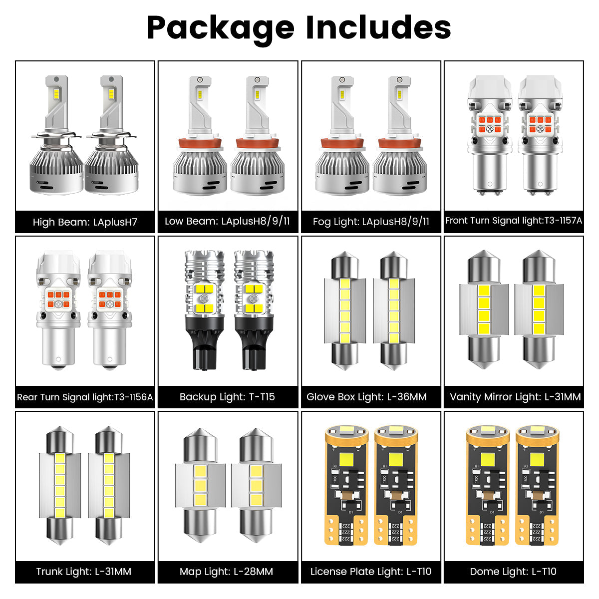 Fit for 2011-2014 Hyundai Sonata The Brightest LED Bulbs Upgrade