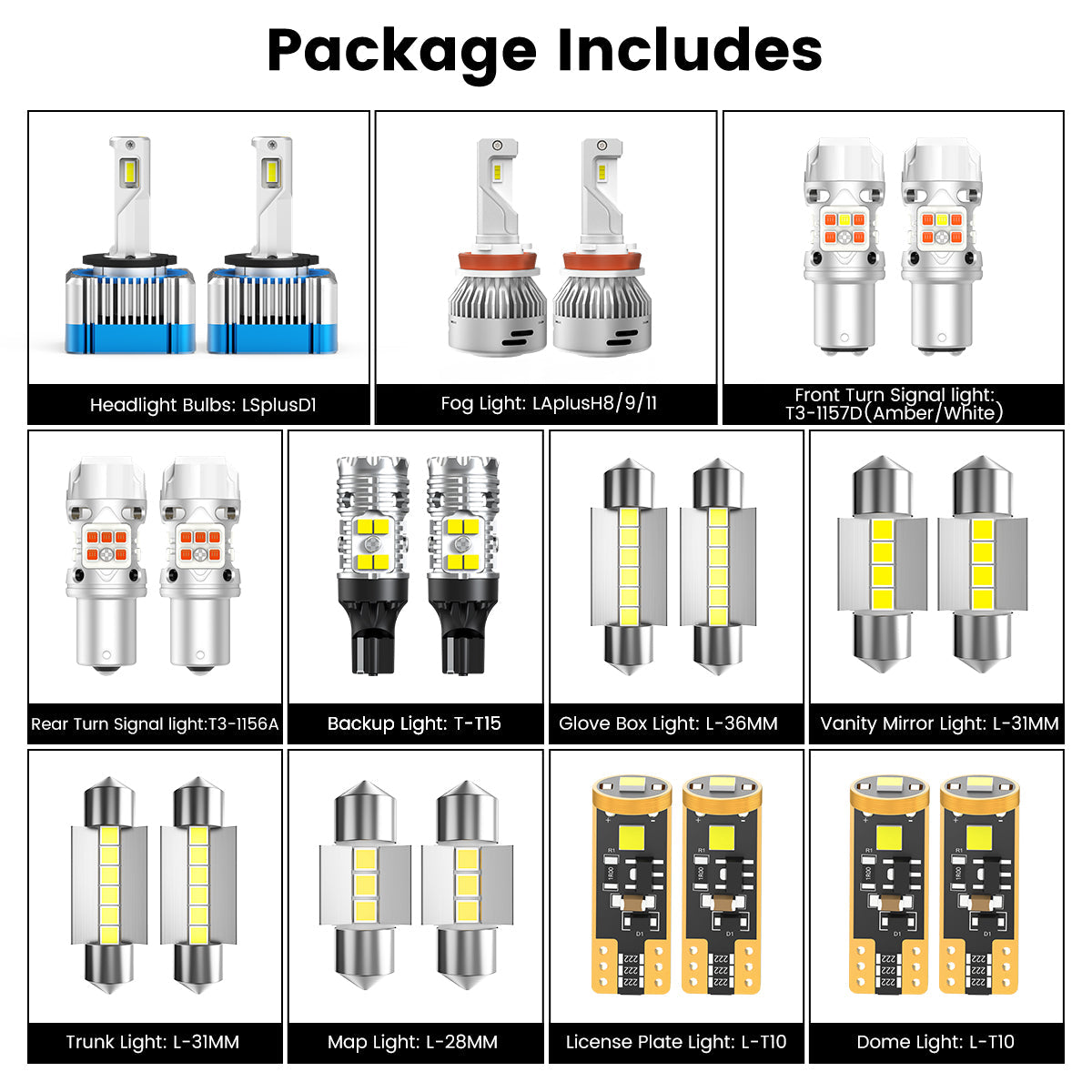 Fit for 2011-2014 Hyundai Sonata The Brightest LED Bulbs Upgrade