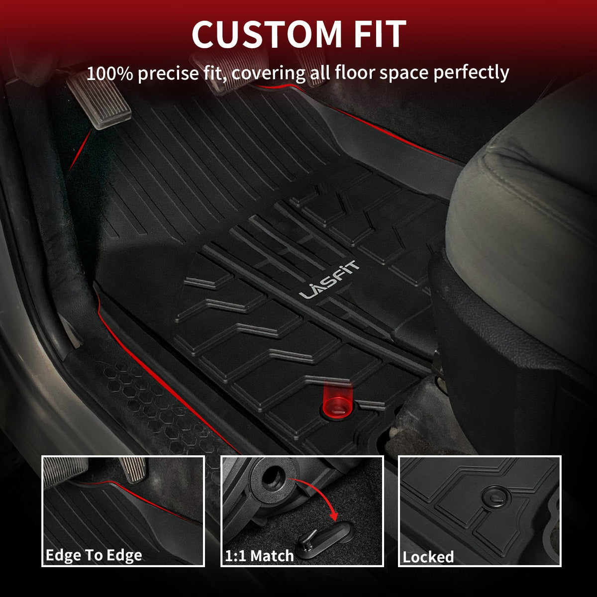 Fit for 2013-2018 Ram 1500 All-Weather 1st & 2nd row Floor Mats, Fit Carpet Floor Only