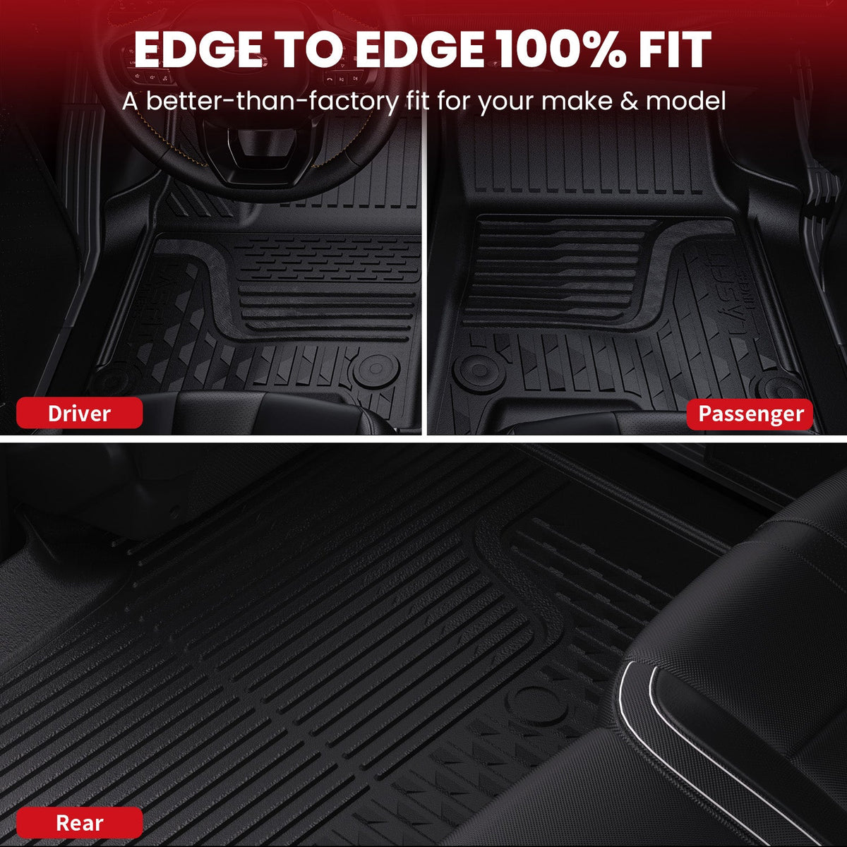 Fit for 2013-2018 Ram 1500 All-Weather 1st & 2nd row Floor Mats, Fit Carpet Floor Only