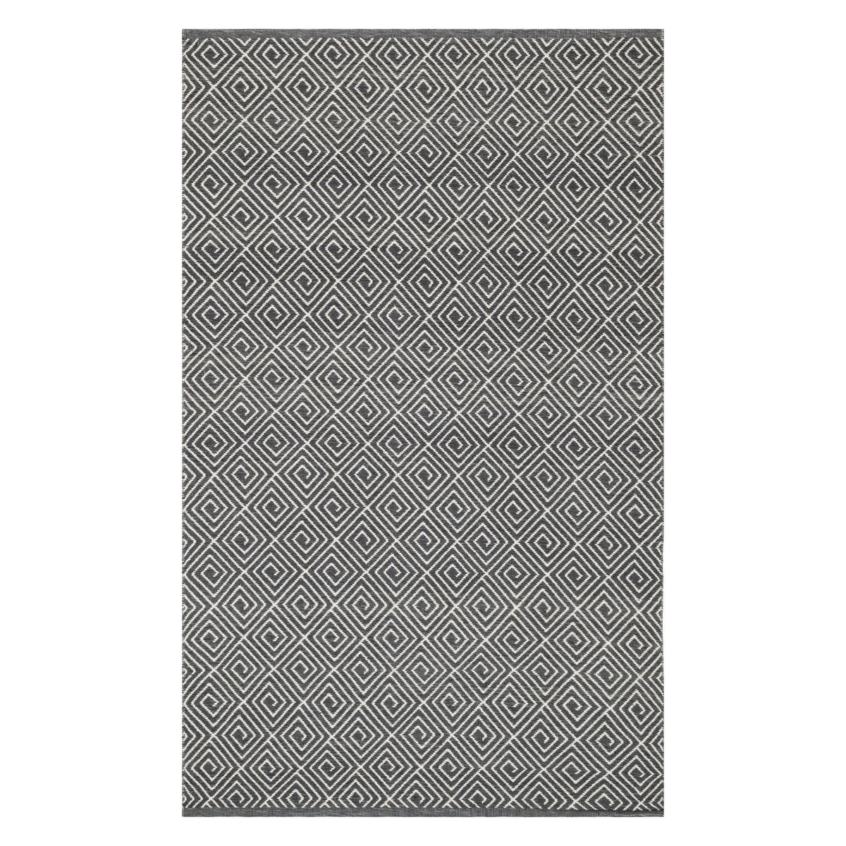 Geo Diamond Handwoven Wool Rug | Grey/Ivory