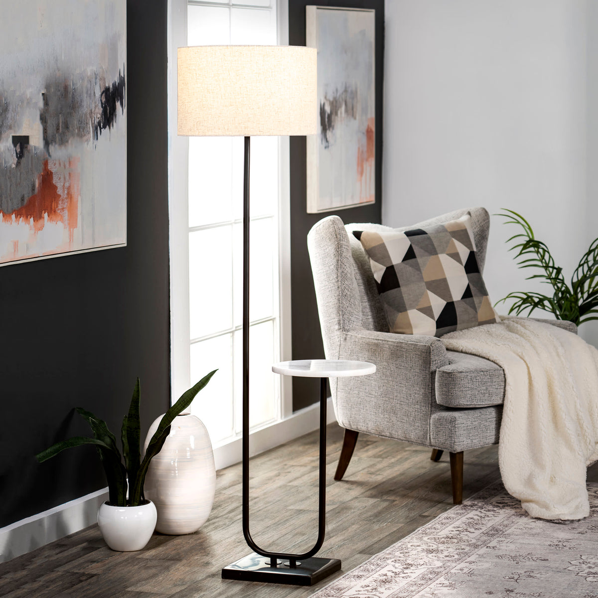 60-inch Iron Modern Shelf Floor Lamp | Black