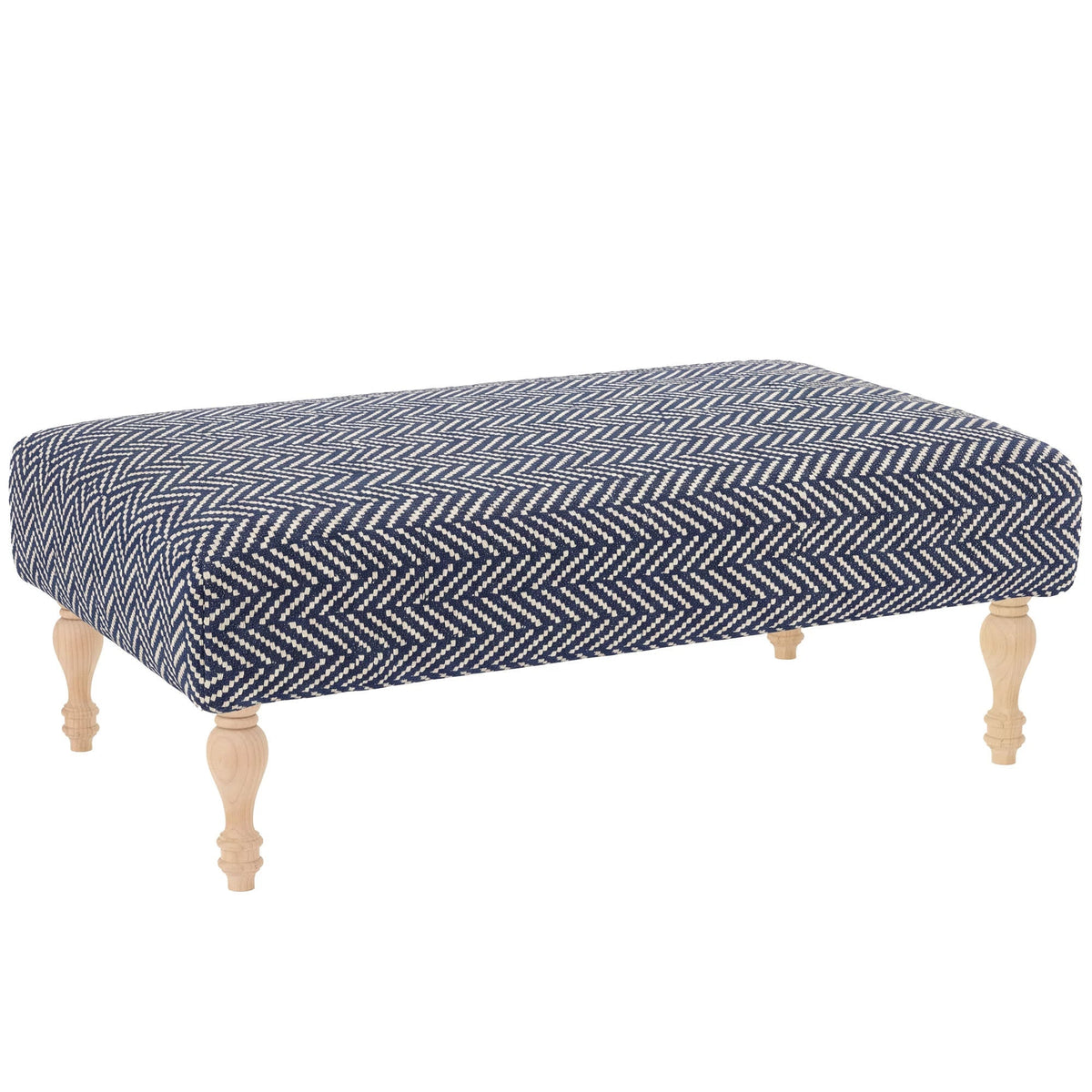 Herringbone Rug Ottoman | Indigo