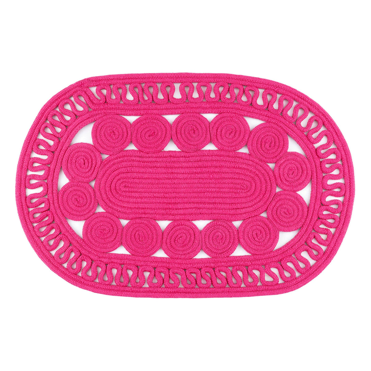 Reef Handwoven Indoor/Outdoor Oval Rug | Fuchsia