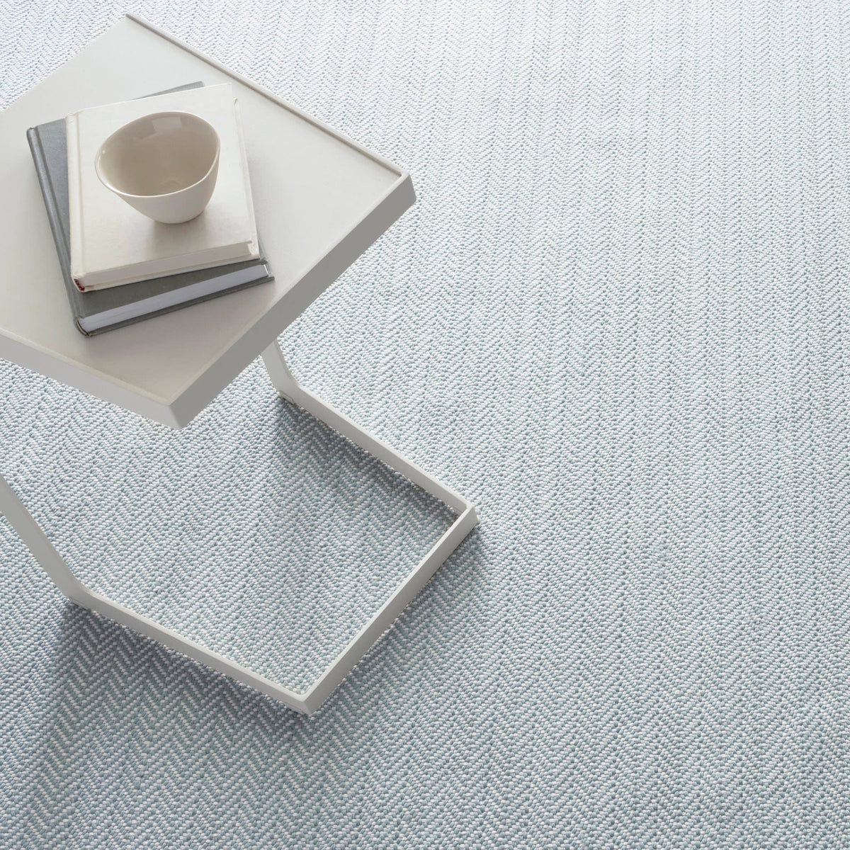 Herringbone Handwoven Indoor/Outdoor Rug | Light Blue/Ivory