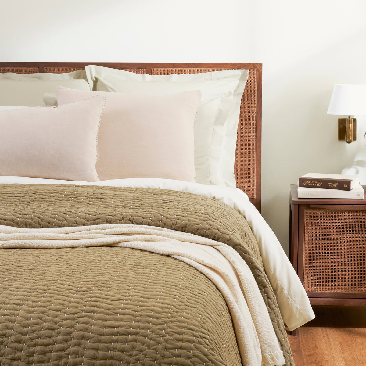 Deepali Kantha Quilt | Olive