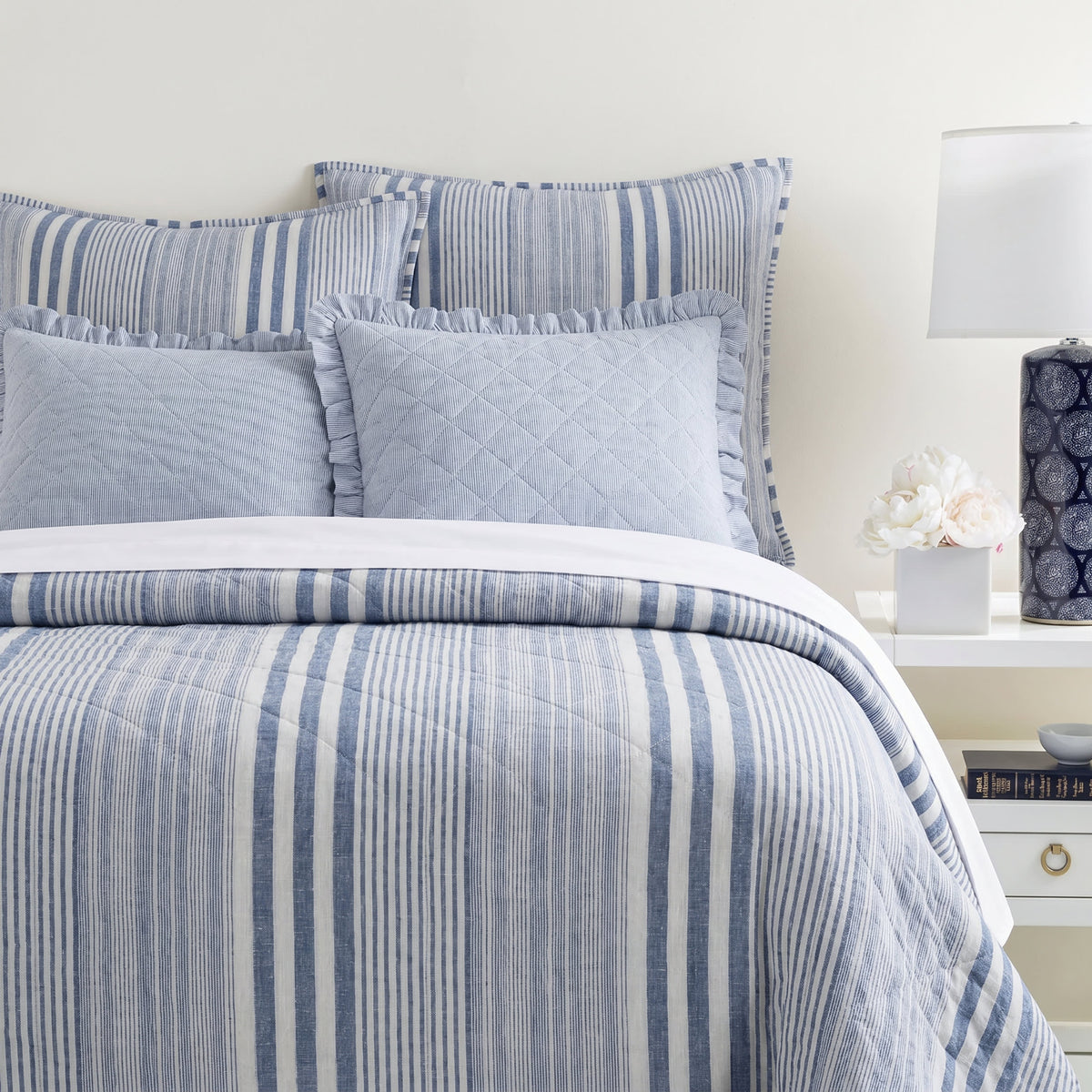Carolina Stripe Quilt | French Blue