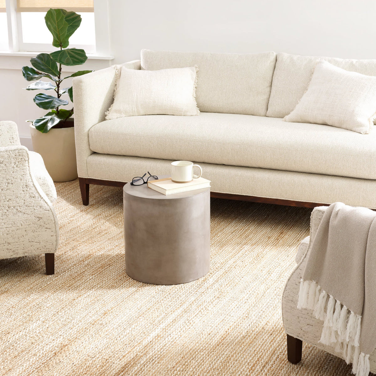 Striped Handwoven Jute Rug | Ivory/Natural
