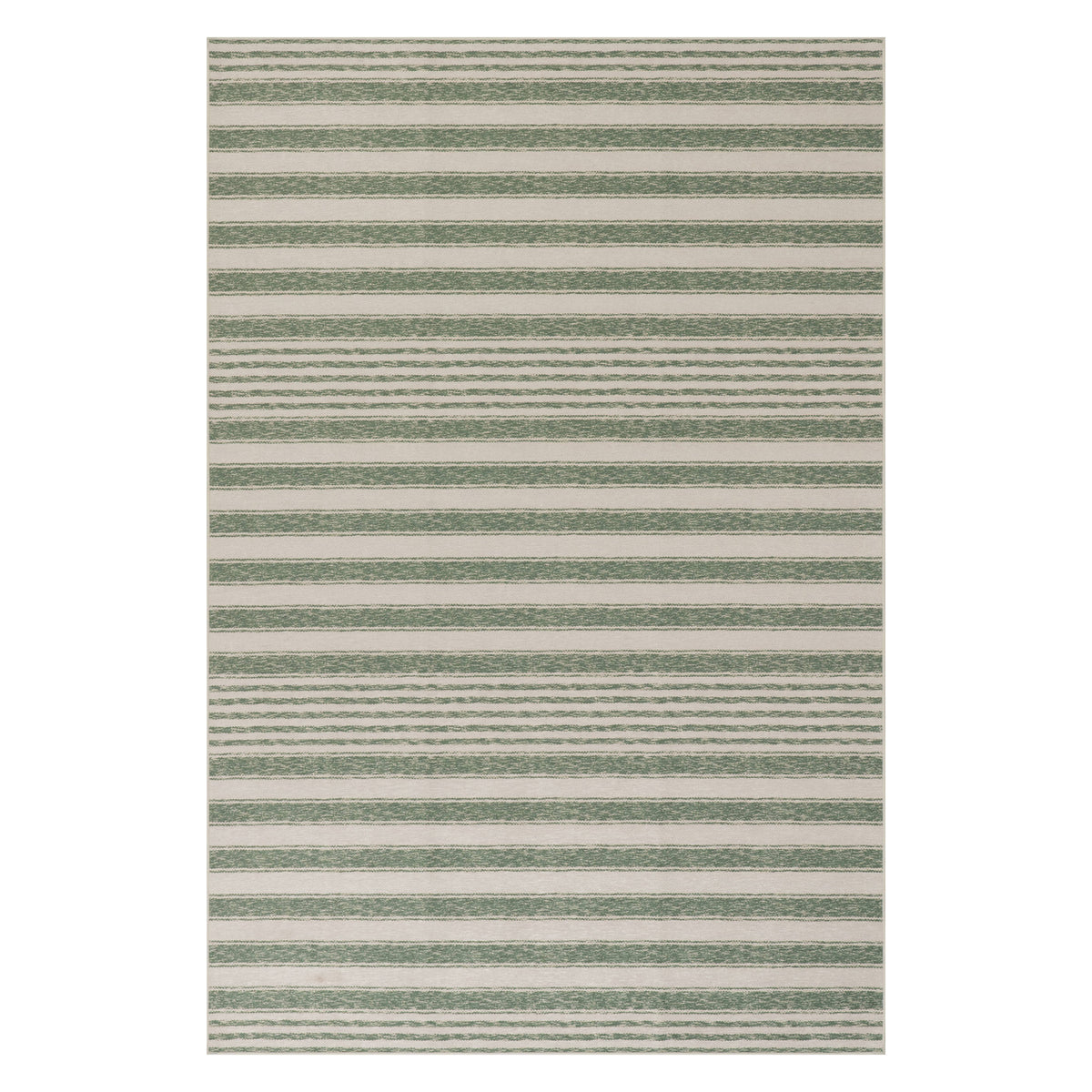 Vion Coastal Striped Machine Washable Rug | Green