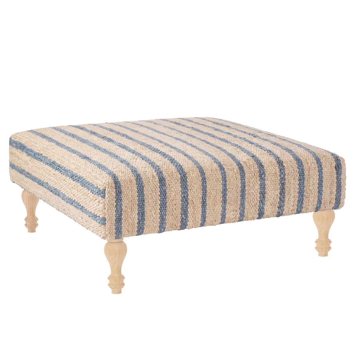 Moana Stripe Rug Ottoman | Blue
