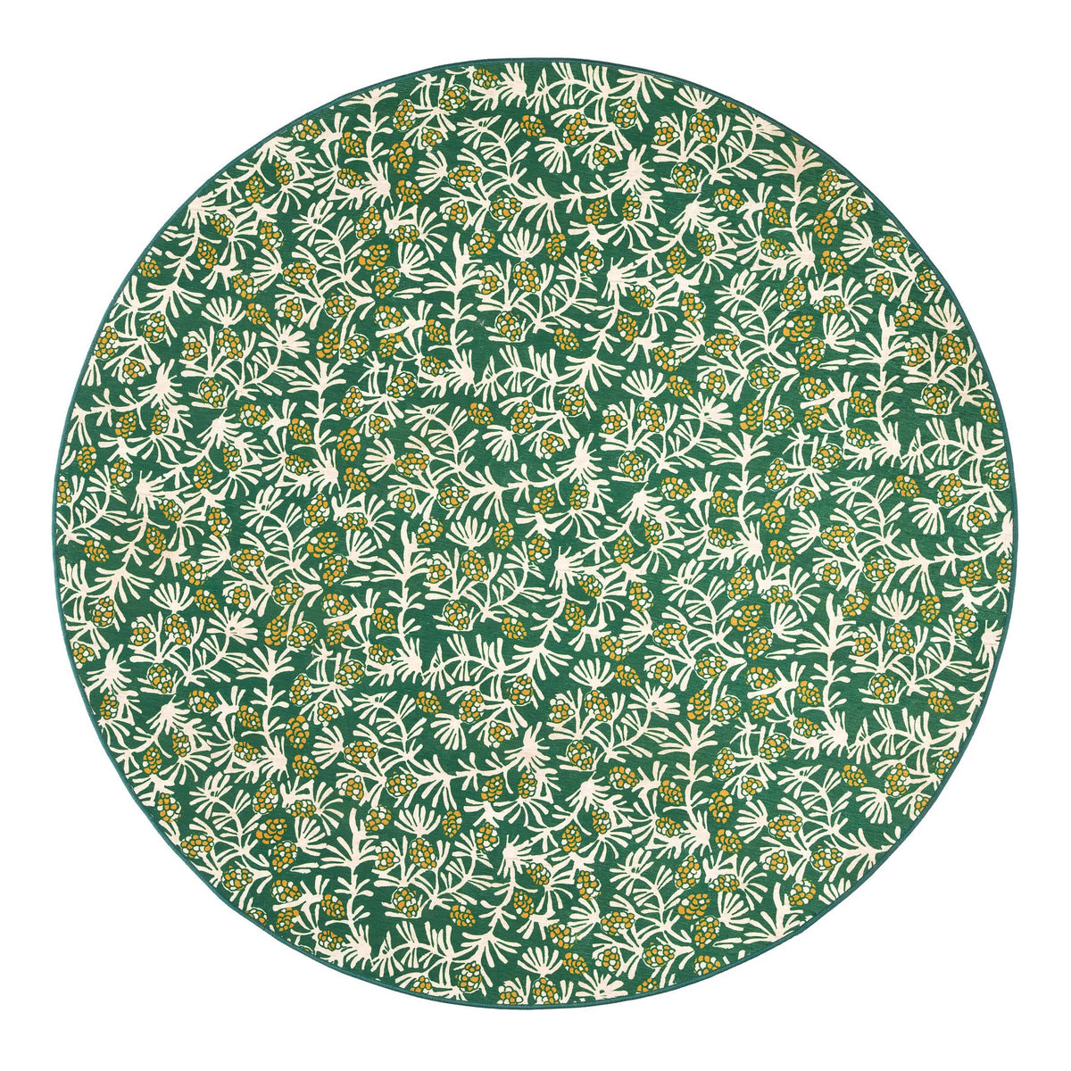 Winter Pinecones Machine Washable Rug | Green