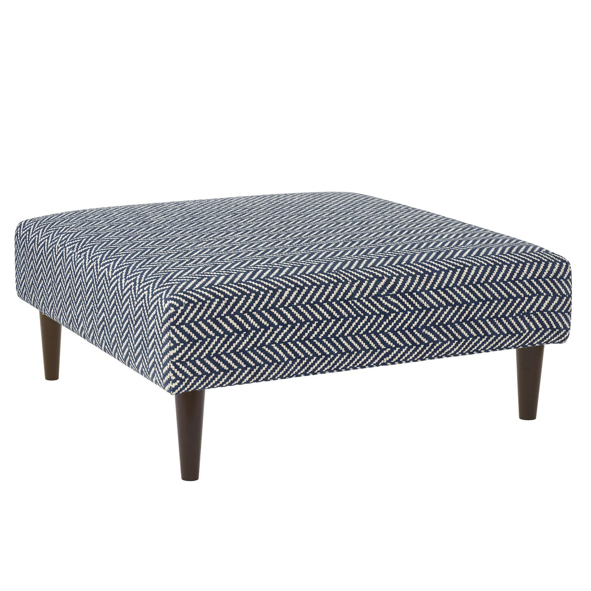 Herringbone Rug Ottoman | Indigo