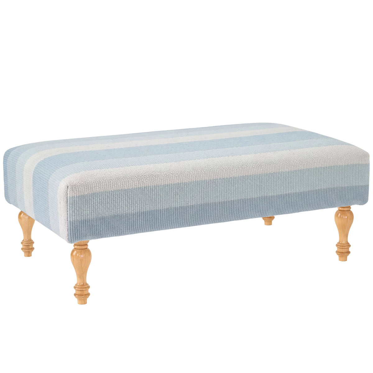 Shore Stripe Rug Ottoman | Sky
