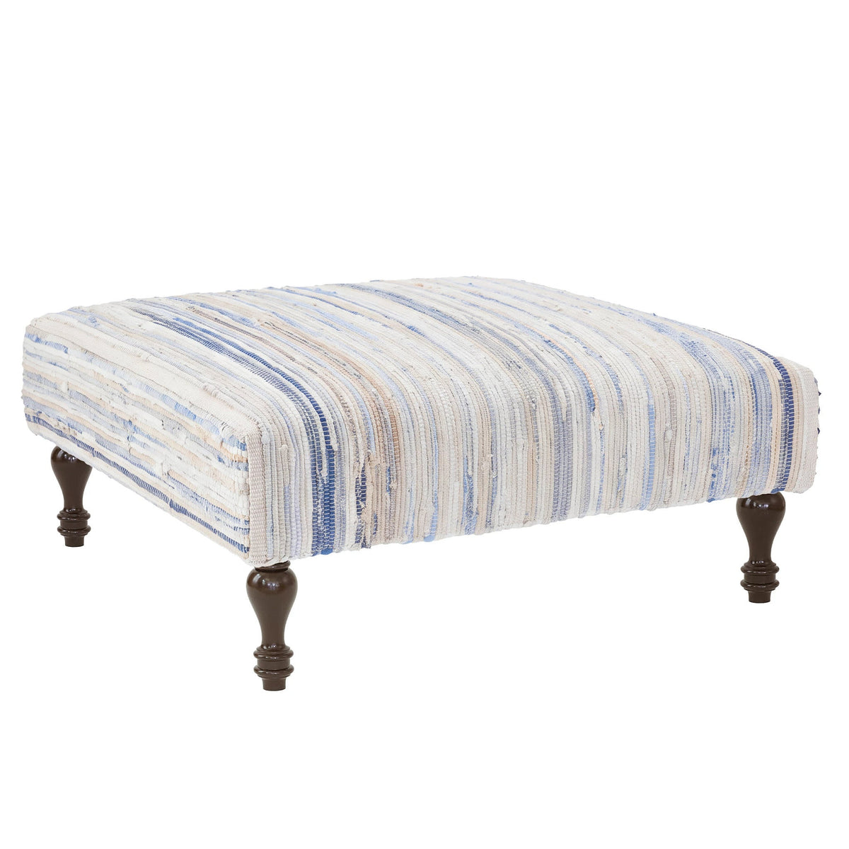 Denim Rag Rug Ottoman | Blue