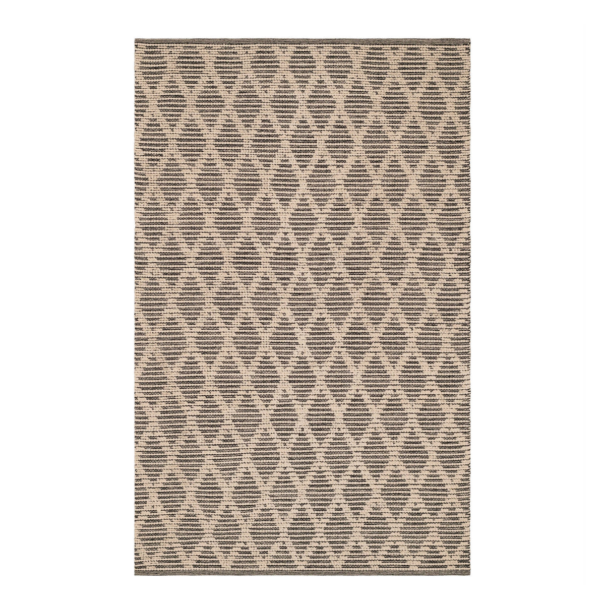Textured Diamond Handwoven Cotton Rug | Blue/Ivory
