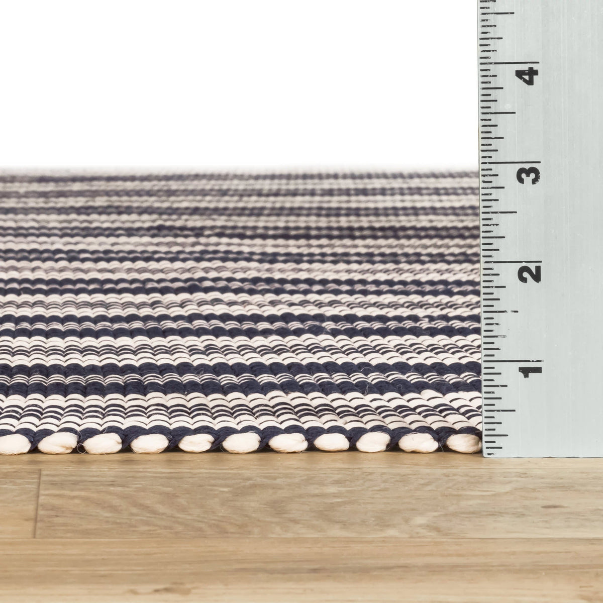 Ticking Stripe Handwoven Indoor/Outdoor Rug | Navy/Ivory
