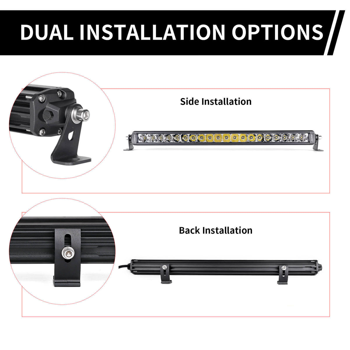 22 Inch Off-Road LED Light Bars Bumper Grille Combo Flood Spot Single Row - LASFIT