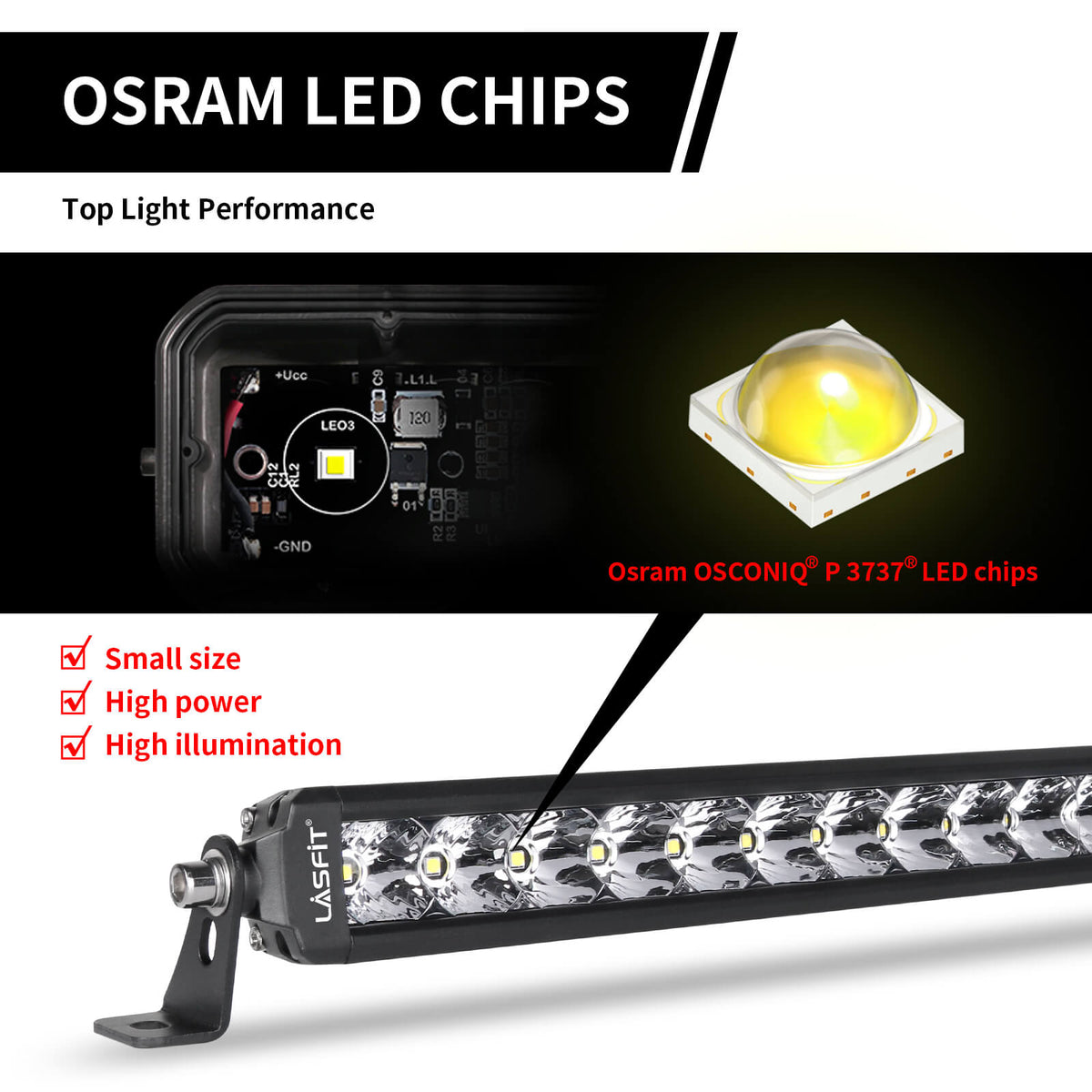 12 Inch Off-Road LED Light Bars Combo Flood Spot Single Row - LASFIT