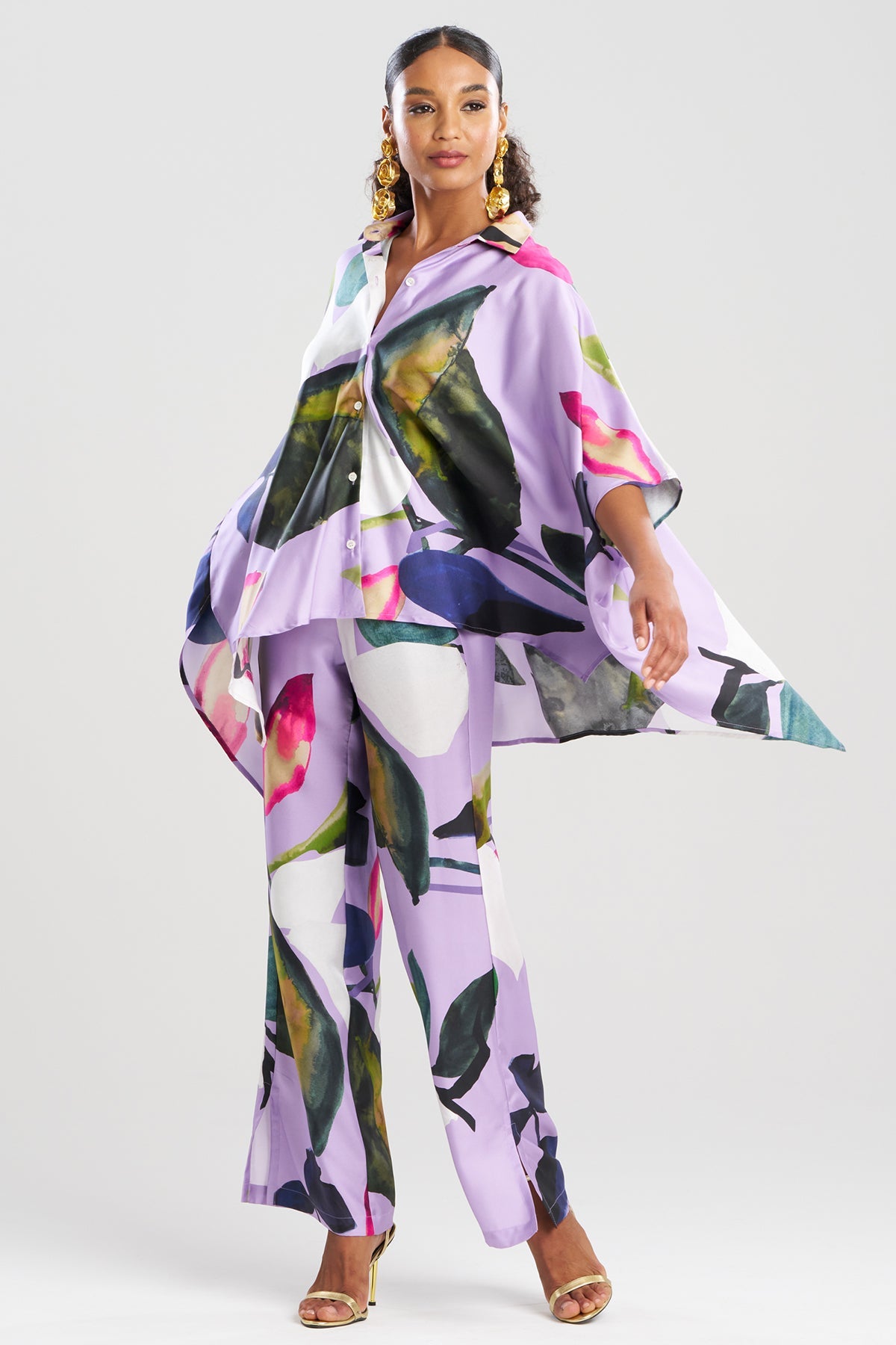Yoru Silk Twill Button Down Caftan Shirt