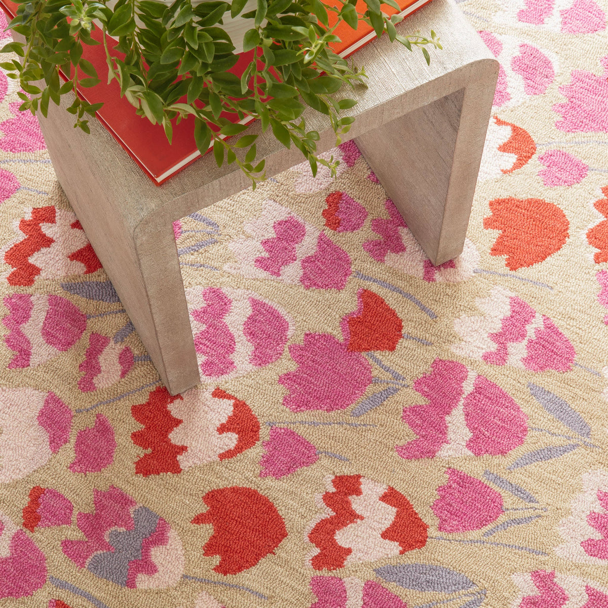 Zelie Hand Micro Hooked Wool Rug | Fuchsia
