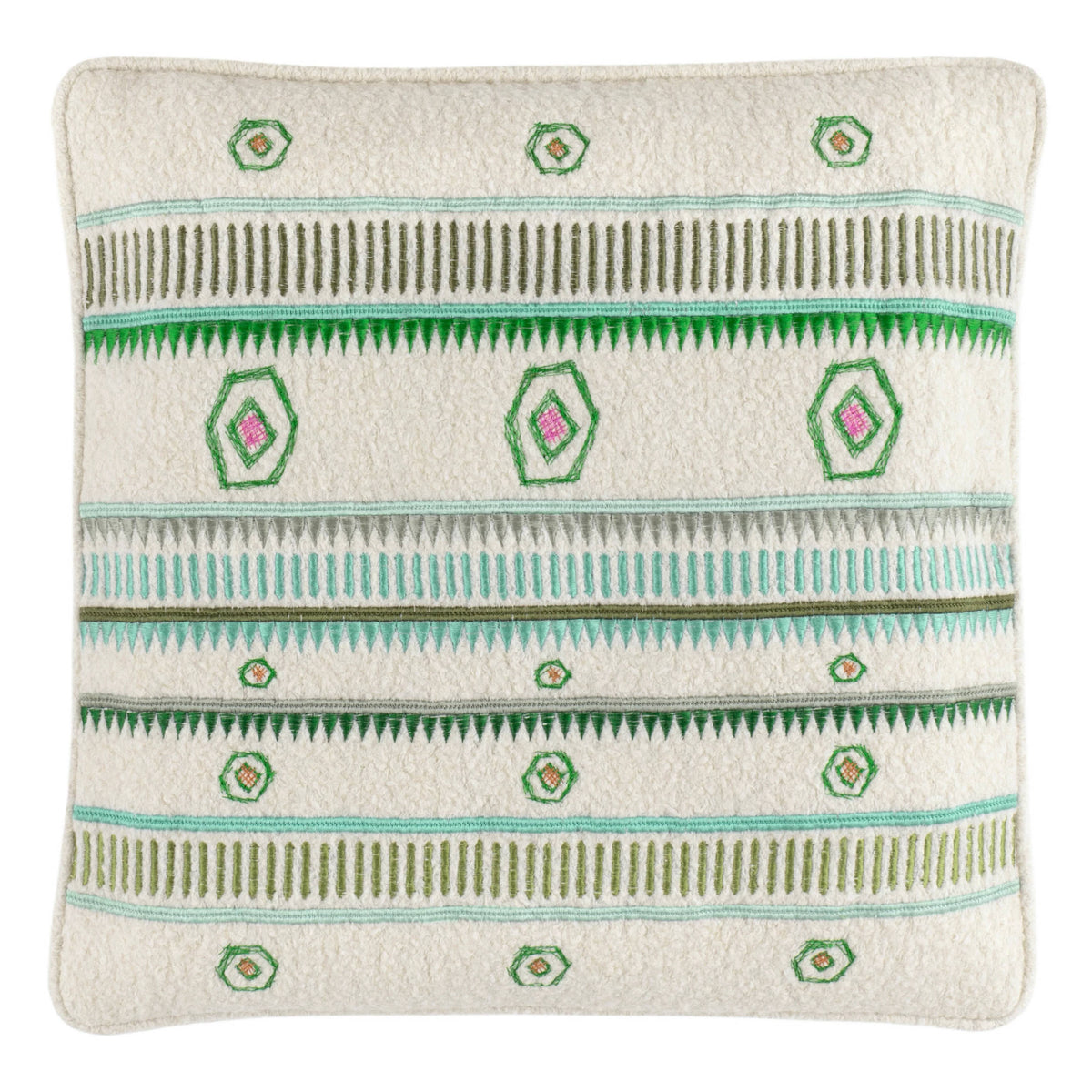 Spring Bush Embroidered Decorative Pillow Cover | Green