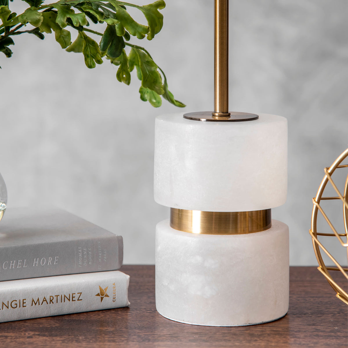 31-inch Marble Mounted Pole Table Lamp | Bronze