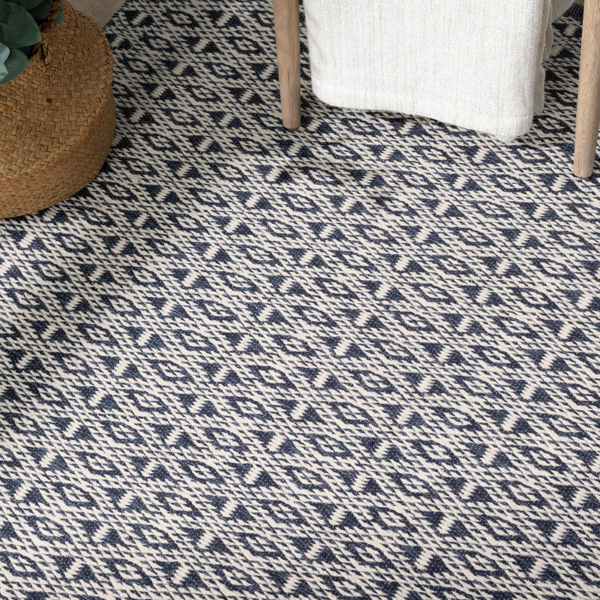 Bare Handwoven Cotton Rug | Blue