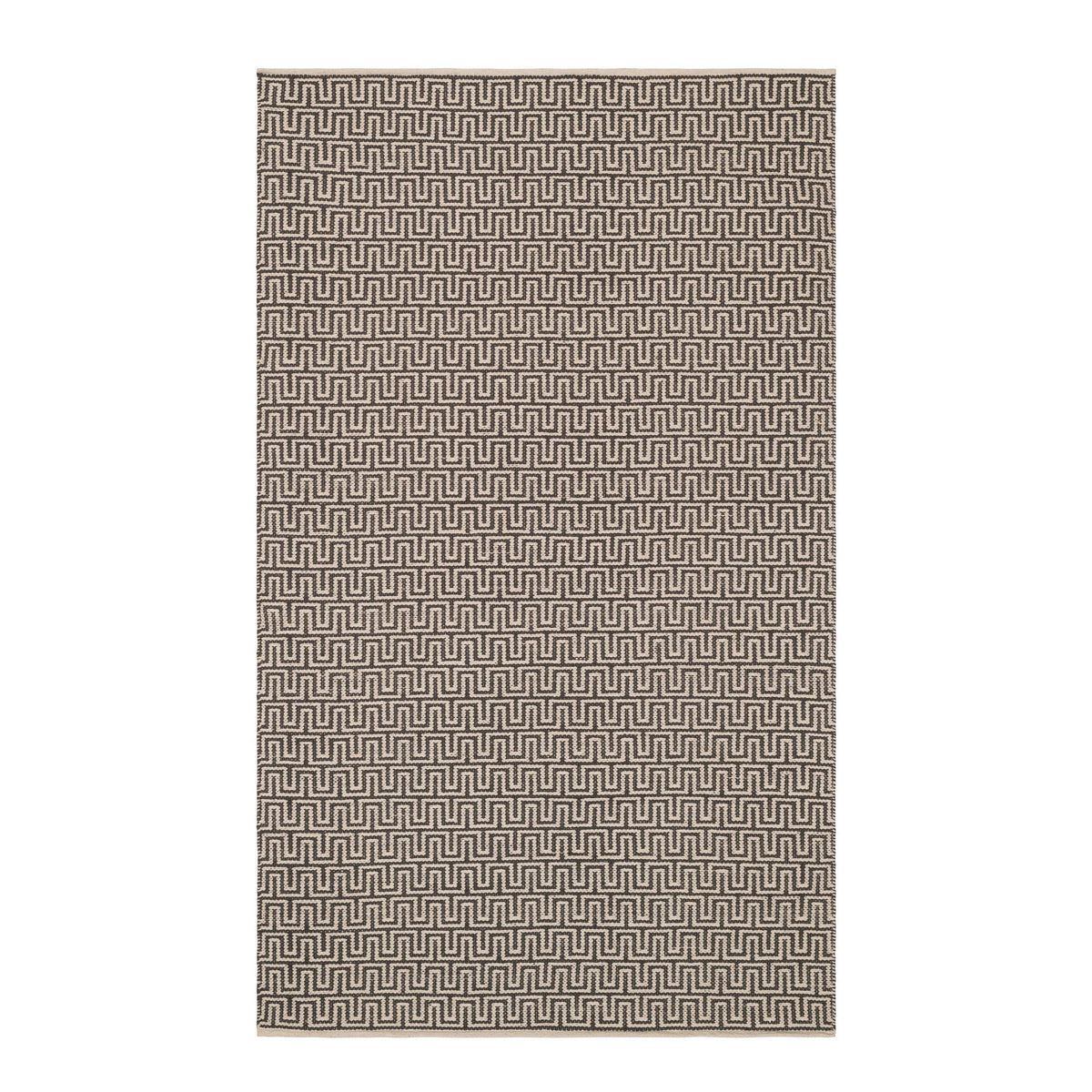 Zipper Handwoven Cotton Rug | Grey/Ivory