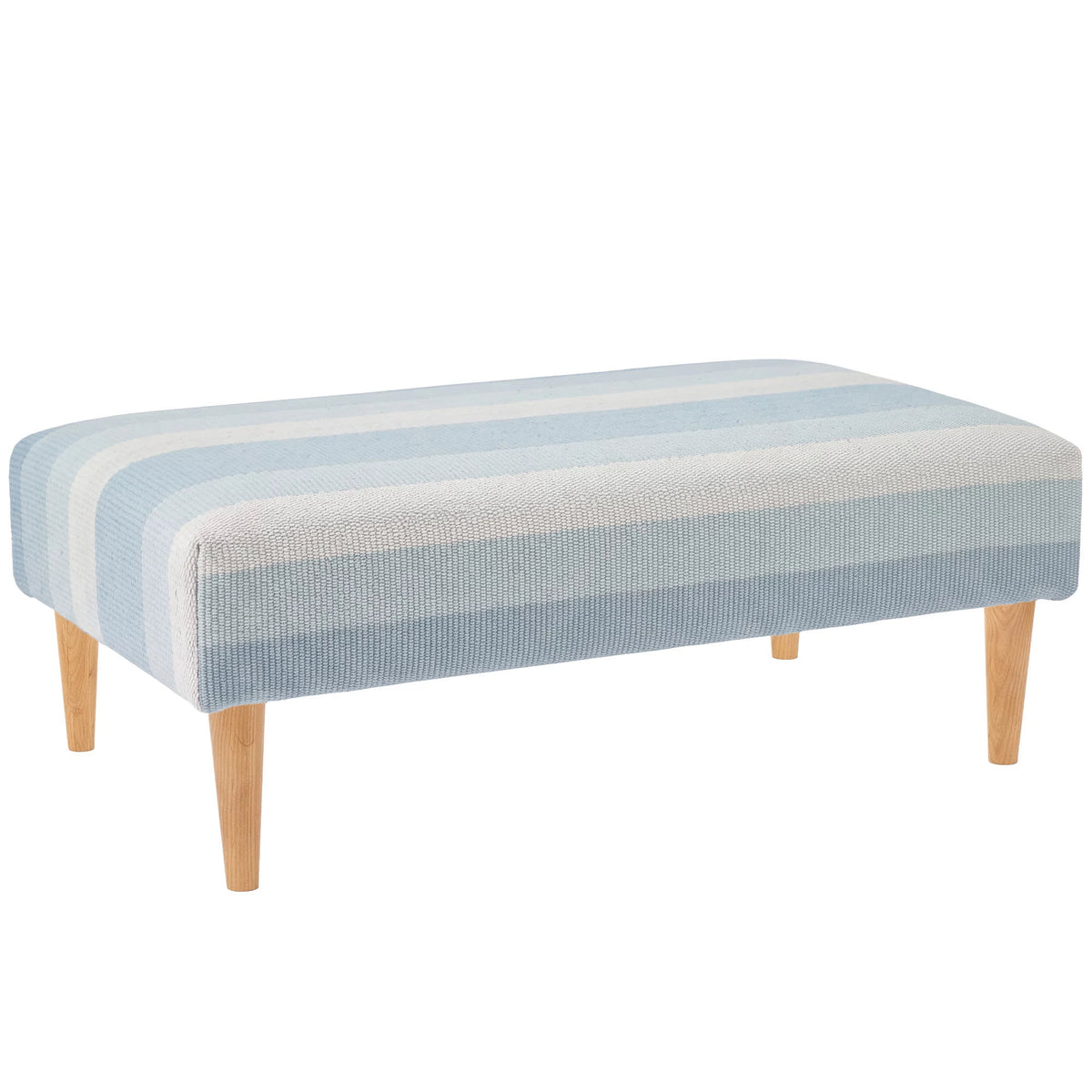 Shore Stripe Rug Ottoman | Sky
