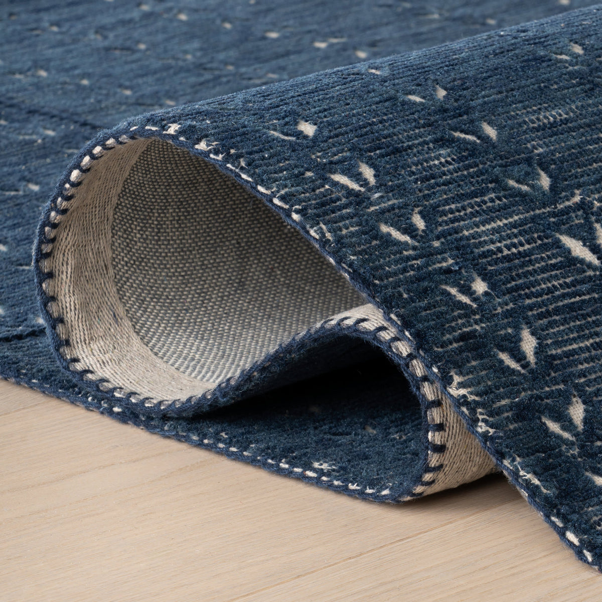 Vox Chevron Handmade Wool Rug | Navy