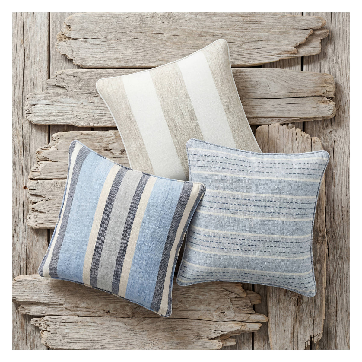 Noll Stripe Decorative Indoor/Outdoor Pillow Cover | Blue