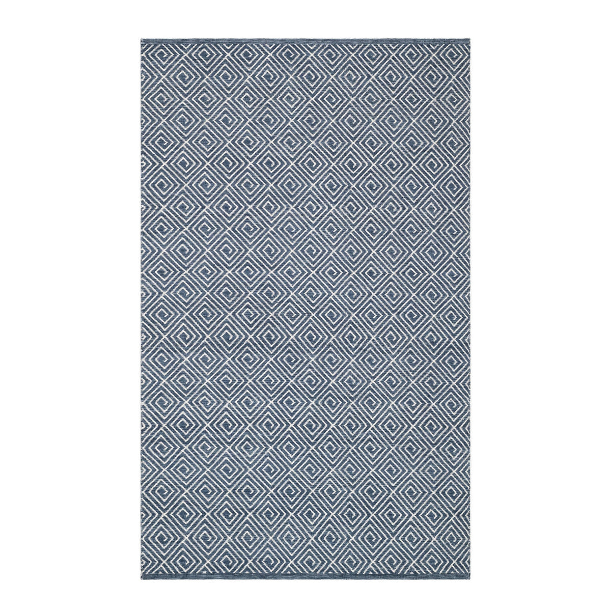 Geo Diamond Handwoven Wool Rug | Blue/Ivory