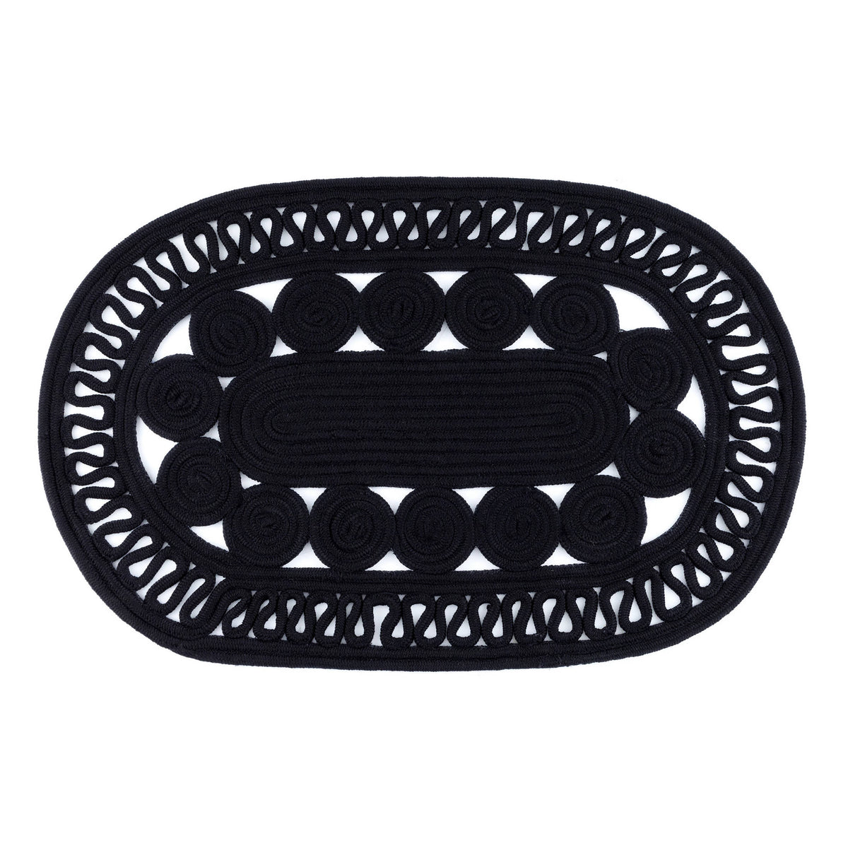 Audrey Handwoven Indoor/Outdoor Oval Rug | Black