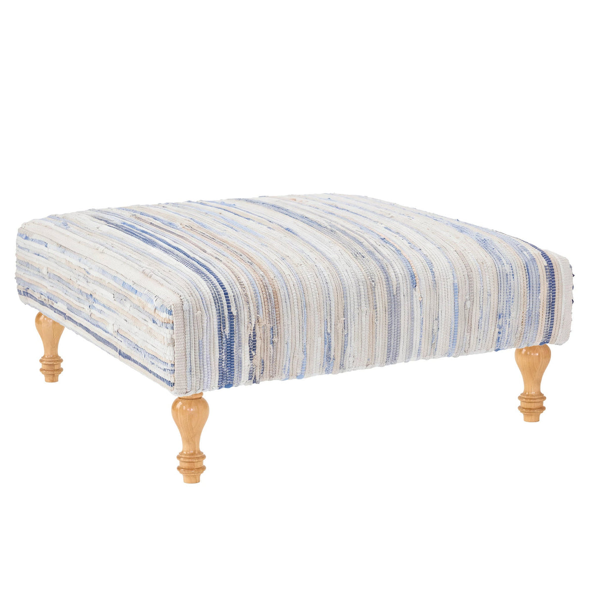 Denim Rag Rug Ottoman | Blue