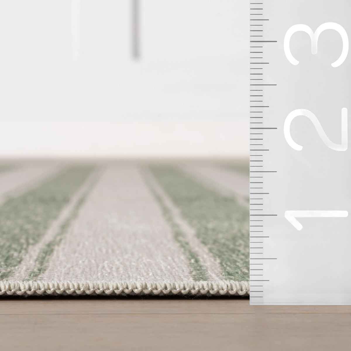 Vion Coastal Striped Machine Washable Rug | Green