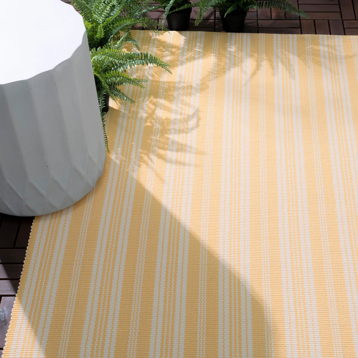 Ticking Stripe Handwoven Indoor/Outdoor Rug | Gold/Ivory