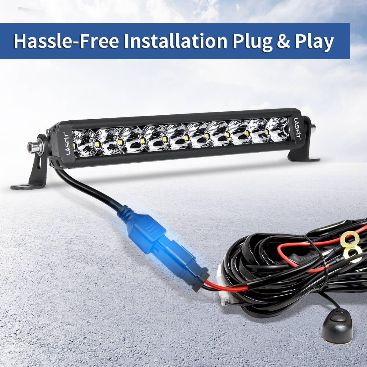 12 Inch Off-Road LED Light Bars Combo Flood Spot Single Row - LASFIT