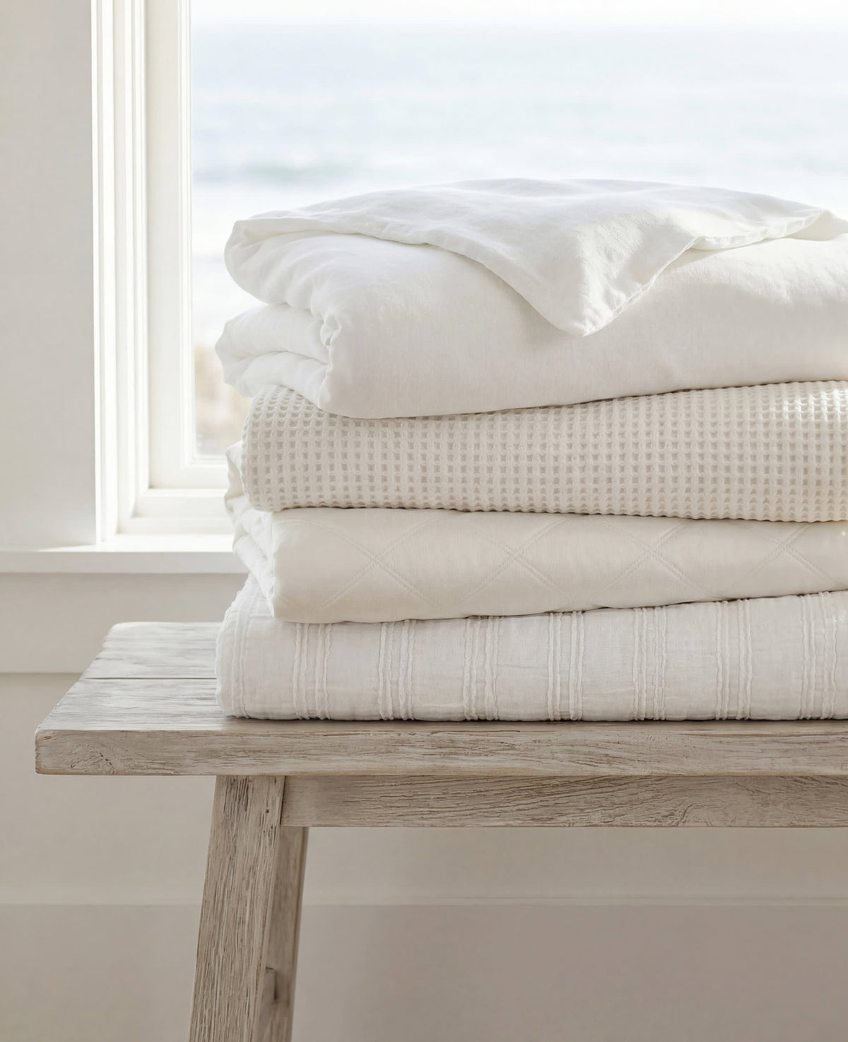 Quilted Silken Solid Coverlet | White