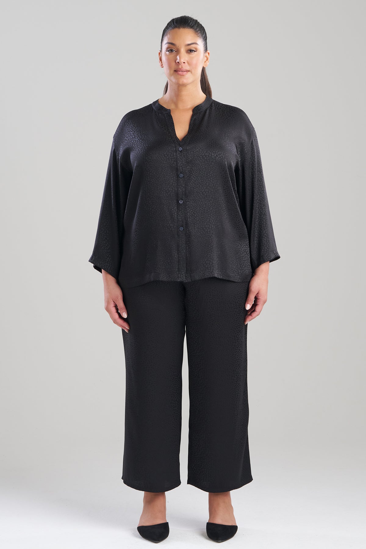Wilderness Satin Jacquard Button Down PJ Set