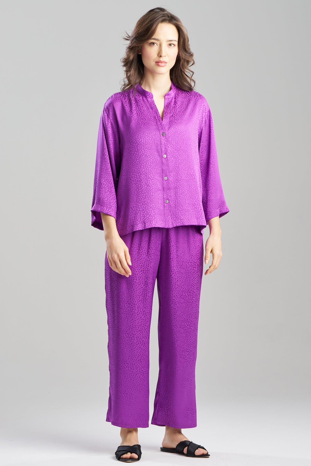 Wilderness Satin Jacquard Button Down PJ Set