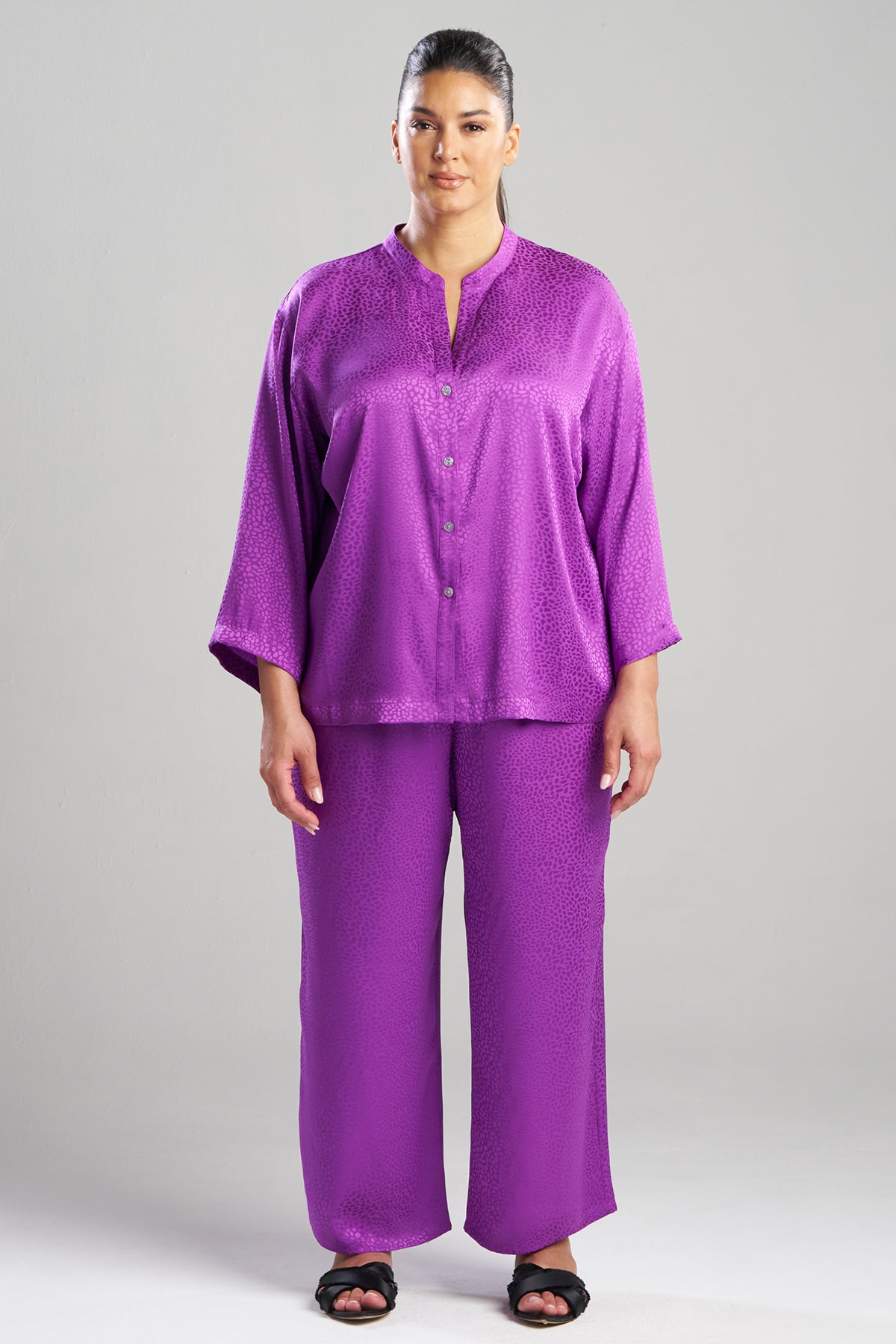 Wilderness Satin Jacquard Button Down PJ Set