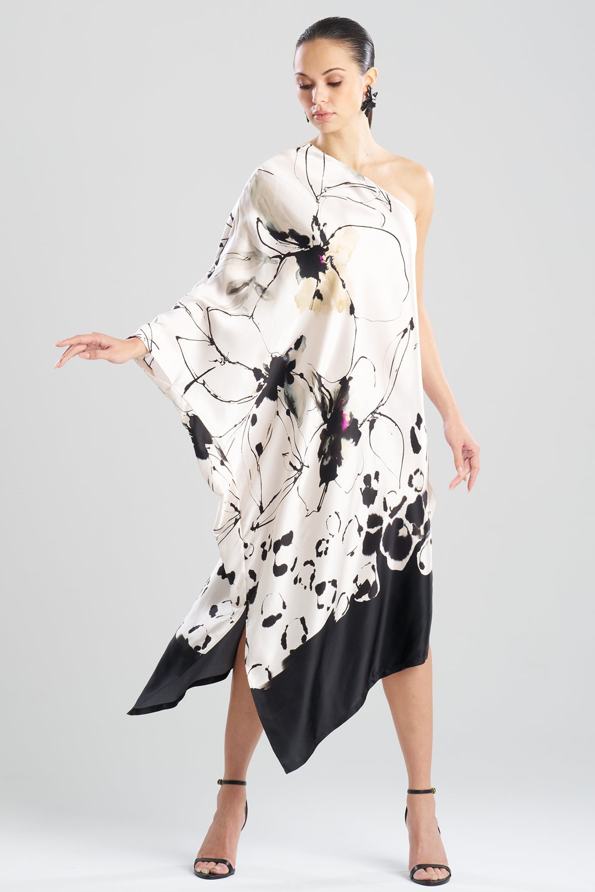 Yumi One Shoulder Silk Caftan