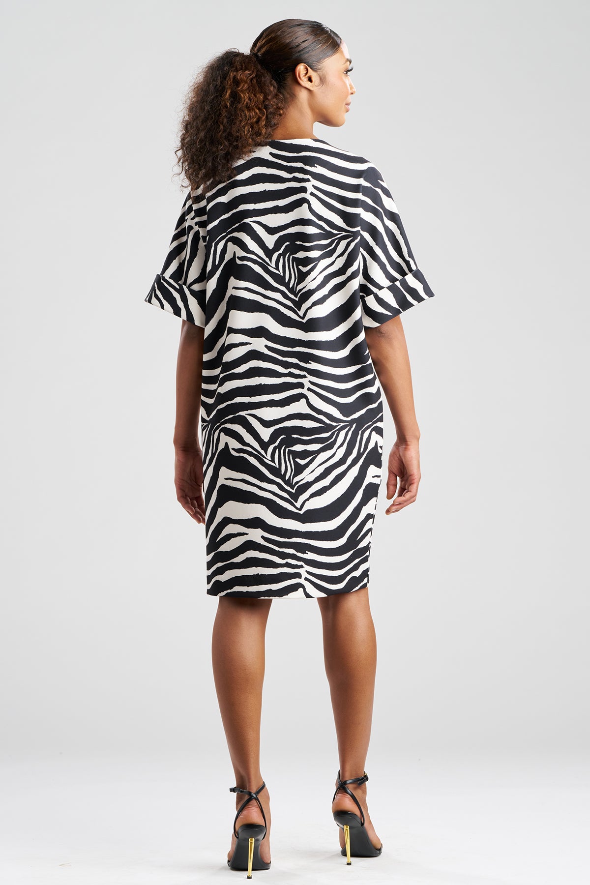 Zebra Knit Crepe T-Shirt Dress