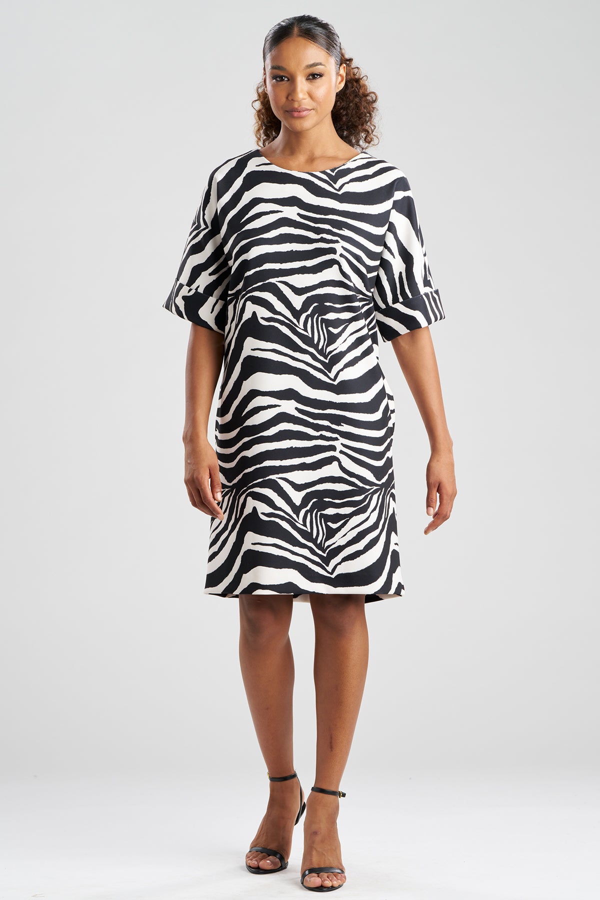 Zebra Knit Crepe T-Shirt Dress