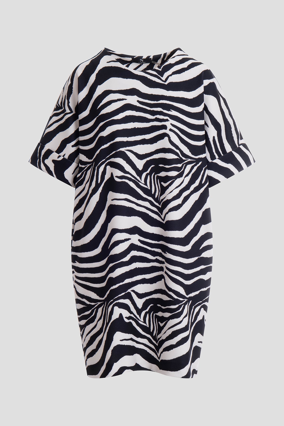 Zebra Knit Crepe T-Shirt Dress