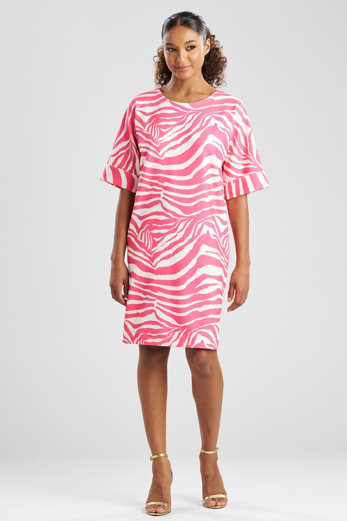 Zebra Knit Crepe T-Shirt Dress